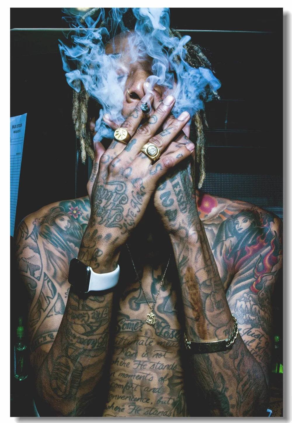 Пользовательские холст Настенный декор Рэппер Wiz Khalifa плакат Настенная Наклейка