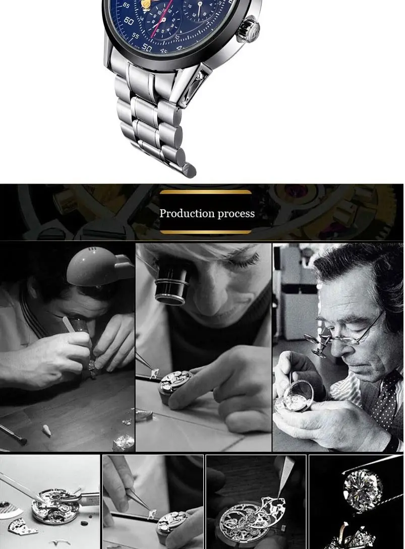 relógios automáticos masculino negócios à prova dwaterproof