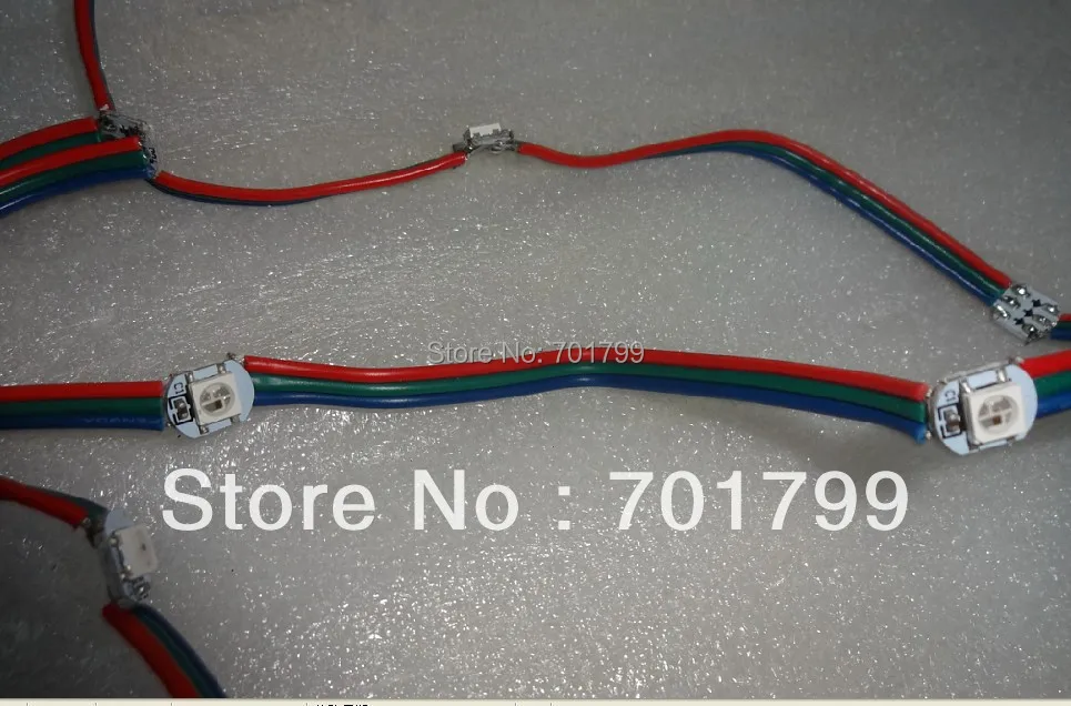 50 шт. предварительно припаянный WS2812B светодиод с радиатором (10 мм * 3 мм) DC5V вход 5050