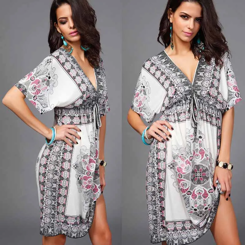 

High Quality Sexy Women Swimsuit Bikini Set Swimwear Printing Beach Loose Waist Cover Up Dress Skirt tunic smaio feminino praia