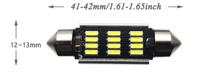 2 шт. светодиодный C5W автомобиль гирлянда 31/36/39/41 мм светодиодный светильник для внутреннего купола светодиодный авто лампы светильник ing лампы для KIA Amanti Форте Sportage Рио - Испускаемый цвет: 41mm-42mm 12SMD