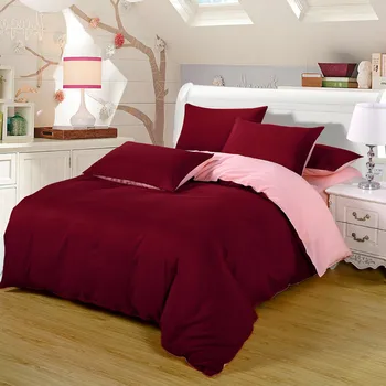 

Burgundy/Pink Bedding Set Duvet Bed Cover Set King Sizes Home Textiles 4PCS Luxury Princess Bed Set Sweet Girls Dream Bedding