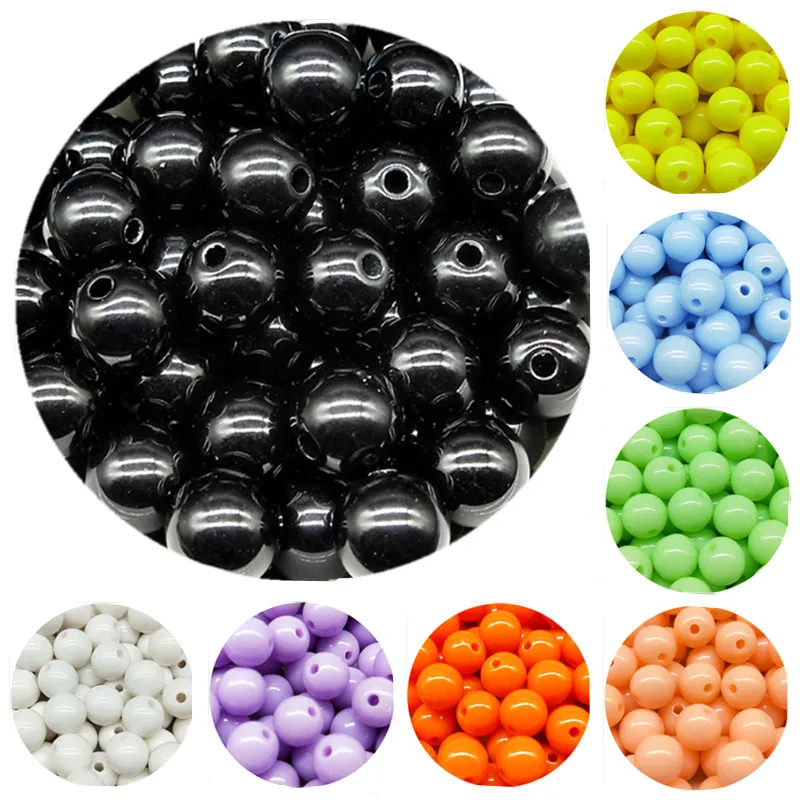 

200/200/100/100/50pcs/lot 3/4/6/8/10mm Cheap Hot Acrylic Beads Fits for Handmade DIY Necklace Bracelet Jewelry Making Wholesale