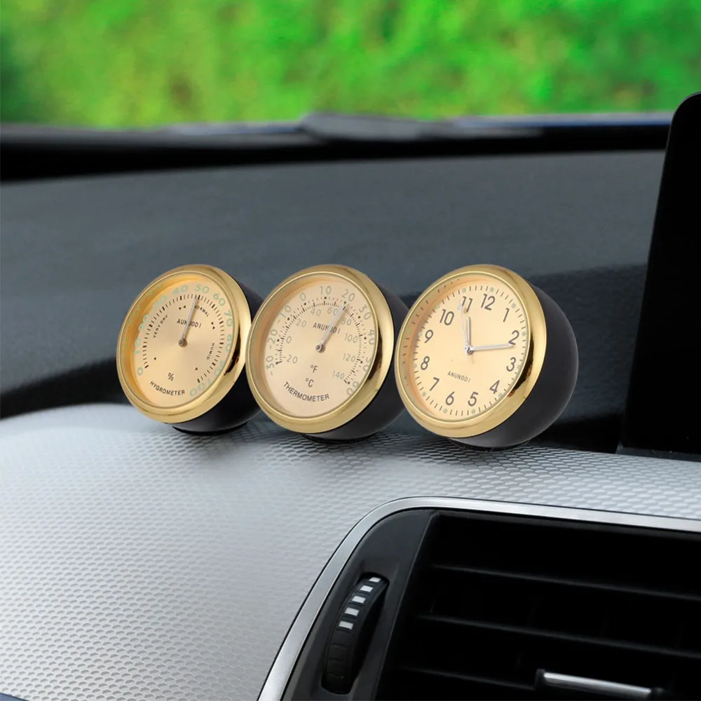 

Mini car automobile Digital Watch automotive thermometer hygrometer clock decoration watch on car accessories
