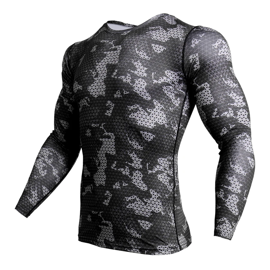 

2018 New GYM Sport Shirt Men Camo Print 3D Running T Shirt Men Rashgard Workout Tshirt Quick Dry Compression Shirt Skinny Tights