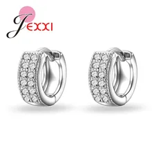 Полностью прозрачный кристалл серьги-кольца для женщин 925 пробы серебряные свадебные серьги аксессуары