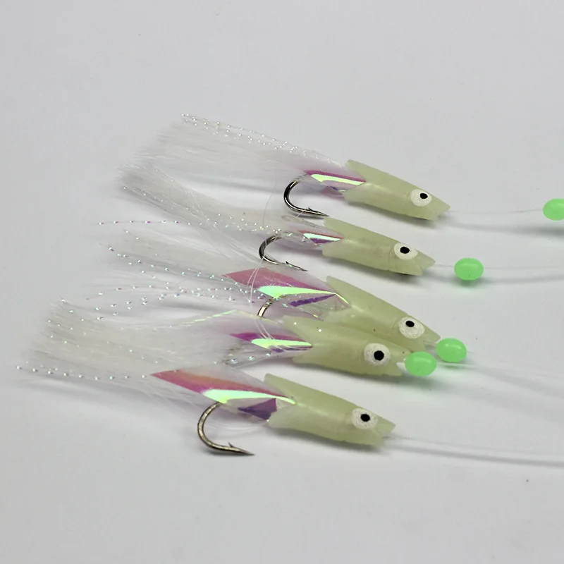 Sabiki Saltwater Fishing Lure Bait Rig Hook Tackle Luminous Beads Feathers 1//0