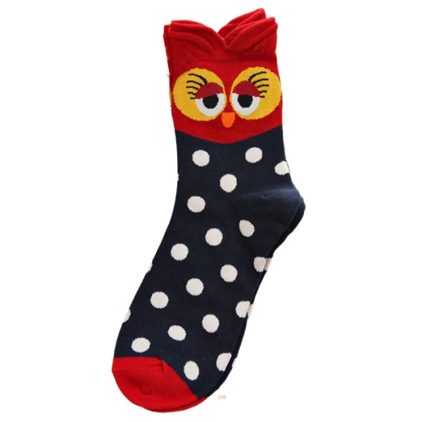 Потрясающие осенне-зимние модные новые женские милые носки с совами, повседневные хлопковые носки - Цвет: B