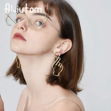 Европейские забавные золотые серебряные Длинные серьги в форме сердца, серьги-гвоздики для женщин, персонализированные ювелирные изделия I LOVE YOU