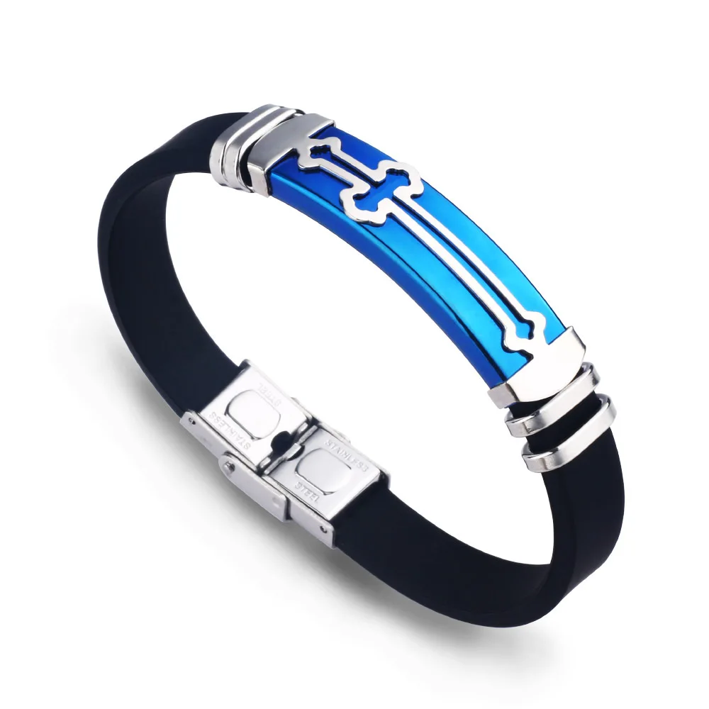Cross Bracelet for Men or Women Fashion Stainless steel Silicone
