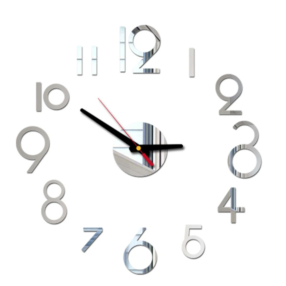 

DIY Battery Operated Wall Clock Acrylic Mirror For Home Convenient Simple Silent Large Modern Full Digital Decorative Gifts