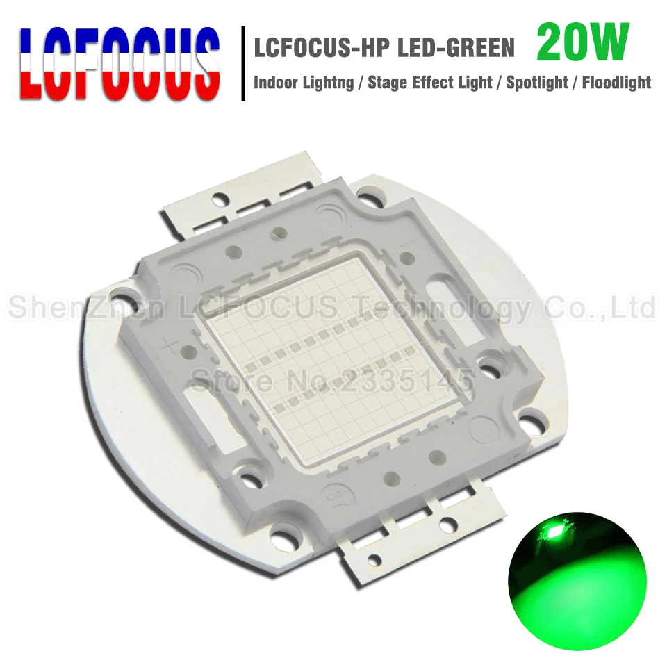 Высокомощный светодиодный чип 20 Вт Зеленый 520 525nm COB диод SMD для DIY 40 60 100 прожектор