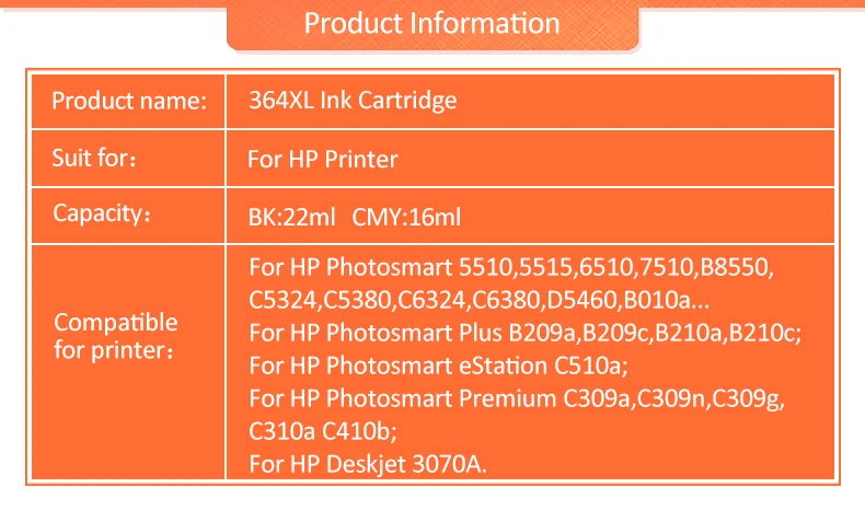 ICEHTANK 364XL Восстановленный картридж для замены hp 364 для hp 364 Photosmart 5510 5515 5520 7520 6510 3070a принтера