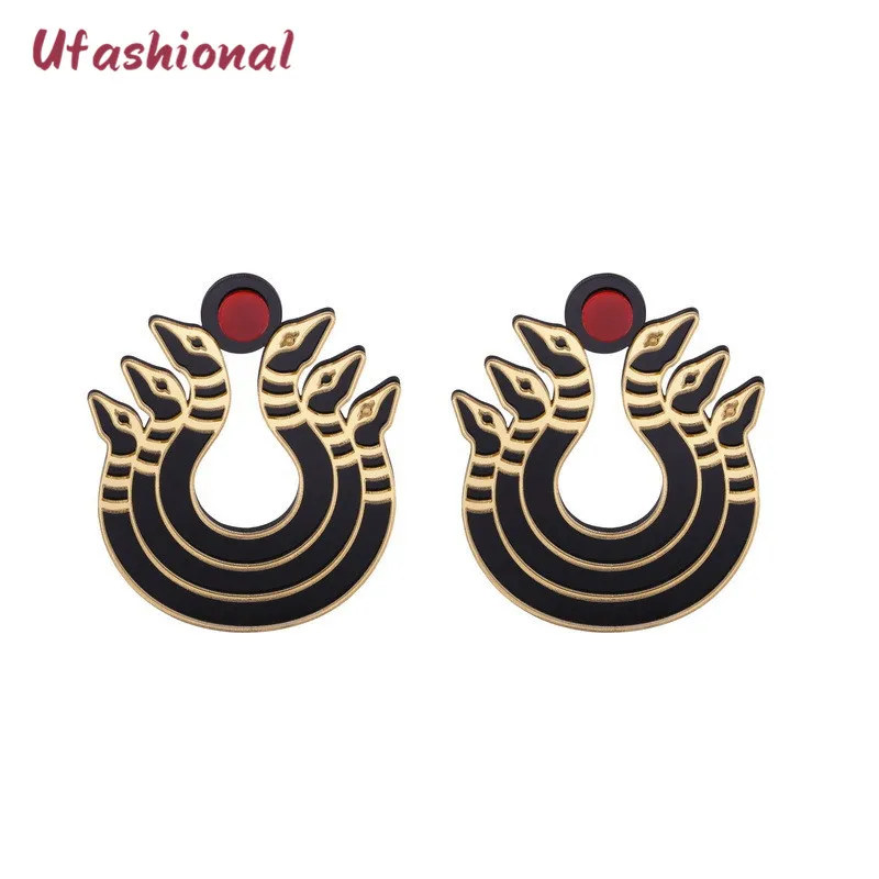 Женские акриловые сережки-подвески Ufashional aretes de mujer круглые сережки в виде змеи