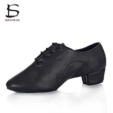 New Style Men’s Latin Dance Shoes PU Black matt Soft bottom Ballroom Tango Jazz Salsa Tap Shoes High Quality Boy’s Dancing Shoes