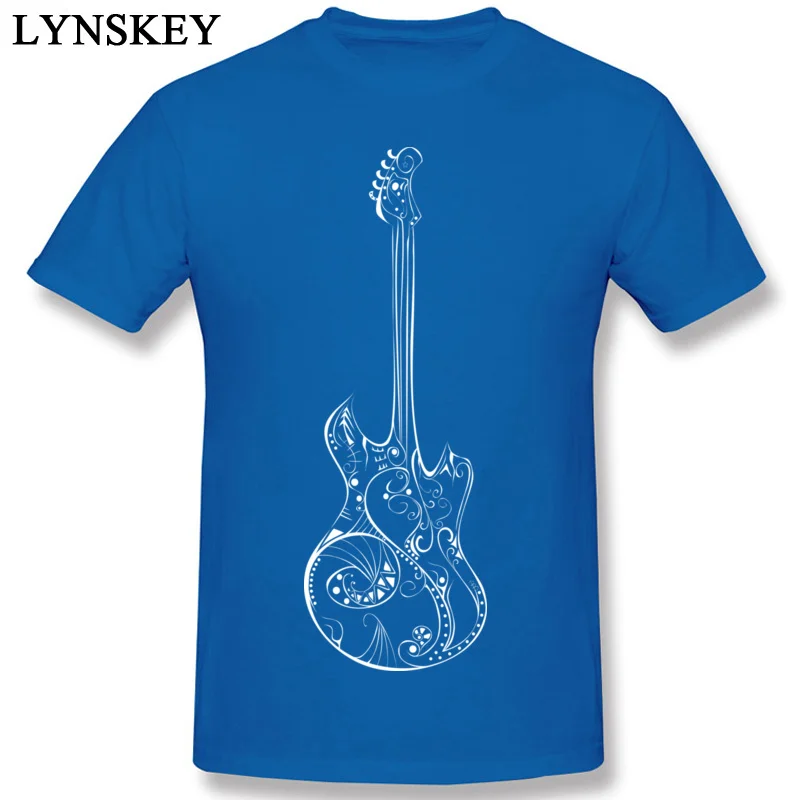 Newest Male T-Shirt Round Neck Summer Autumn Short Sleeve 100% Cotton Tops Shirt Love Music Guitar Street Tee-Shirts blue