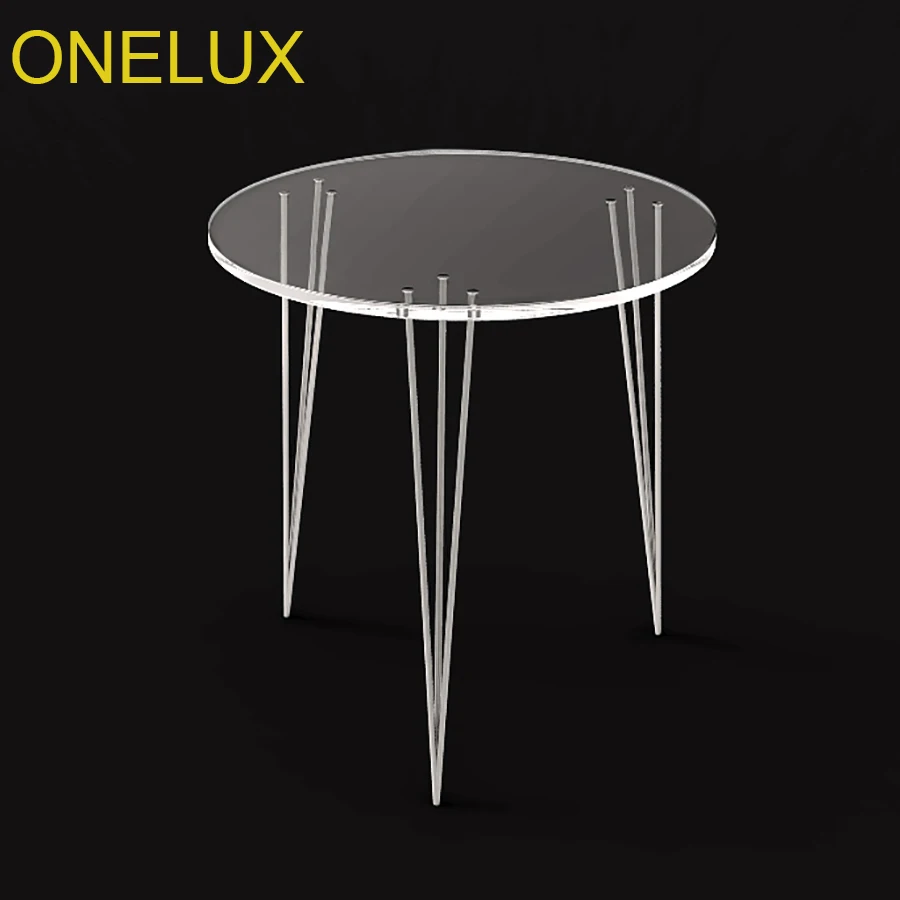 (Flat Packed)Acrylic Round Sofa Tables With Metal Legs,Lucite Occasional Small Tea Table