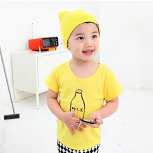 Toddler Baby Boy Short Sleeve Clothes yellow print Comfort Pullover T-Shirt Infant Kid Tops Shirts