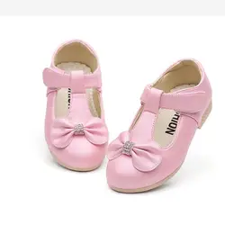Демисезонный детская обувь для девочек бантом со стразами детская обувь для девочек Детская танцевальная обувь Свадебная вечеринка обувь