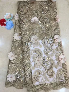 

Latest High Quality African Tulle Lace Fabric 2018 Embroidery French Beaded Lace Fabric For Nigerian Party Dresses