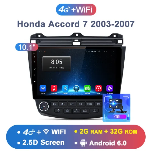 AWESAFE для Honda Accord 7 2003 2004 2005 2006 2007 Автомобиль Радио Мультимедийный видеоплеер gps без 2din 2 din Android 8,1 2G+ 32G - Цвет: 2-32GB 4G-WIFI