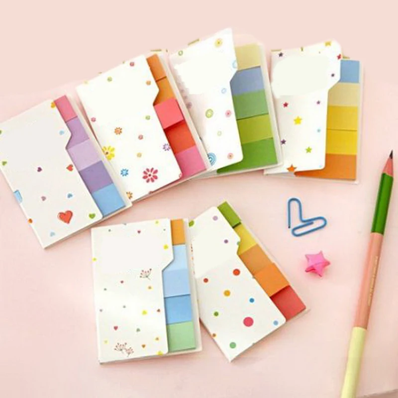 2015 New Hot sale Rainbow Color Mini Memo Pads Cute Sticky Notes School