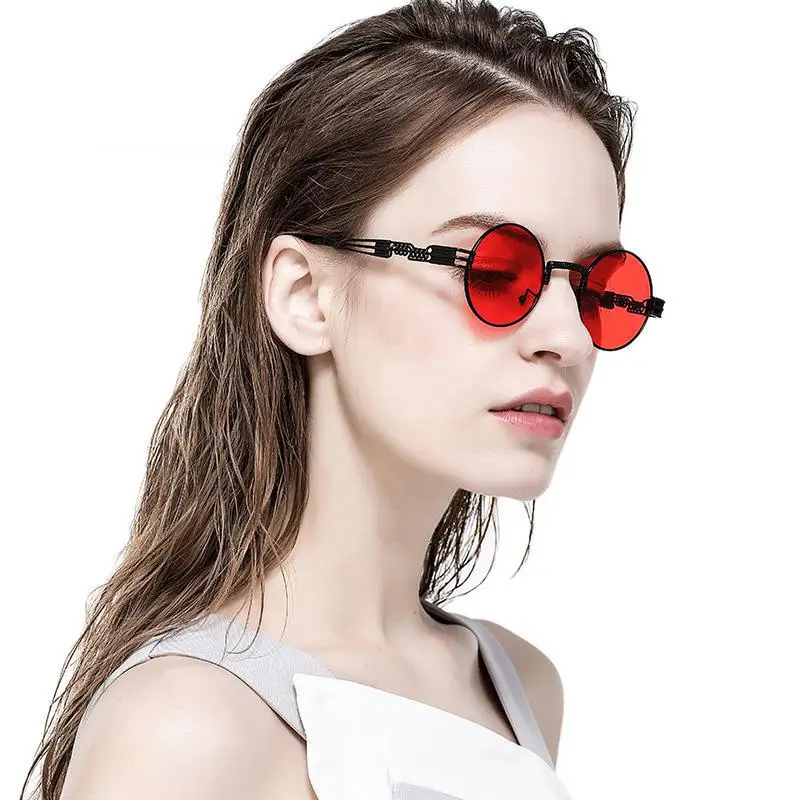 

Steampunk Round Sunglasses Men Women Anti-UV Polarized Metal Frame Retro Sun Glasses Mirror gafas de sol 2680