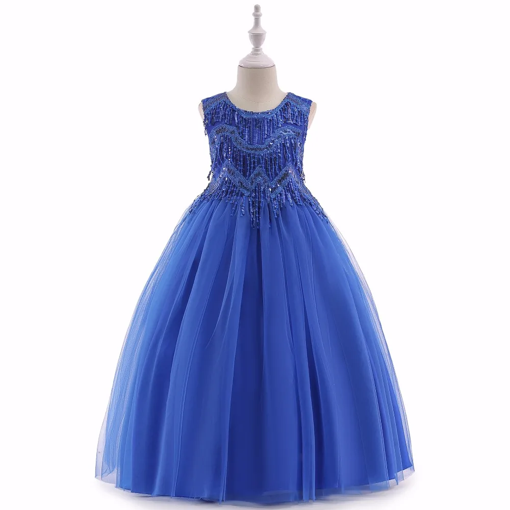 2018 New Royal Blue Flower Girl Dresses Princess A Line Formal Wear