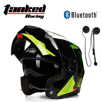 

New German Tanked Racing Flip Up Helmet Double lens Motorcycle Helmets ABS Open Face Motorbike Safety helmet with Bluetooth