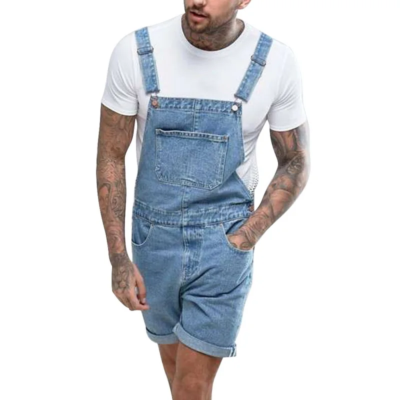 

ADISPUTENT 2019 Mens Denim Overall Shorts Overalls Casual Workout Button Jumpsuit Plus Size 3xl Male Ripped Washed Shorts