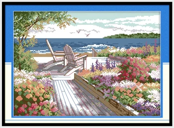 

Seaside landscapes Printed Canvas DMC Counted Chinese Cross Stitch Kits printed Cross-stitch set Embroidery Needlework