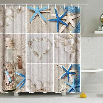

Digital printing Bathroom Shower Curtains Durable Waterproof Fabric Bathroom Curtain Bath Curtain Sets with 12 Hooks