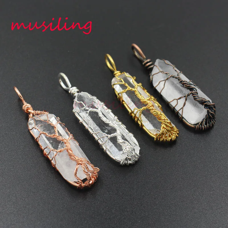 

Life Tree Pendants Reiki Pendulum Natural Gem Stone Charms Healing Chakra Amulet Europe Fashion Jewelry For Women 10Pcs