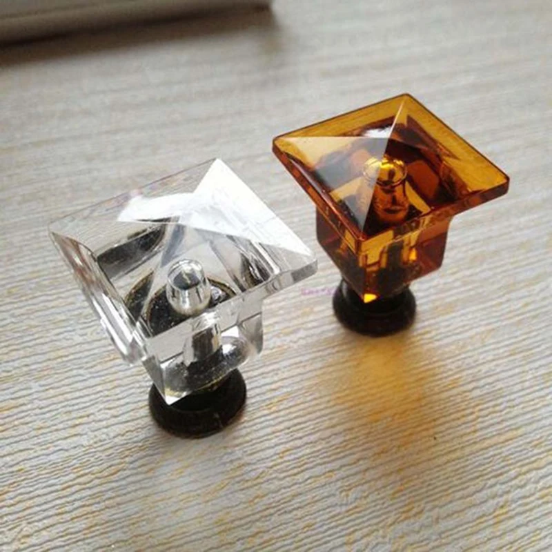 Free shipping clear acrylic kitchen handles brown drawer knob