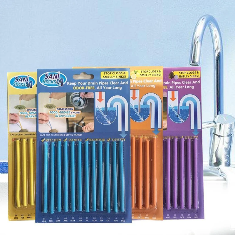 

12Pc/set Cleaing Sticks Drain Cleaner Sewer Cleaning Rod Home Cleaning Essential Tools Kitchen Sink Filt Bathroom Cleaner
