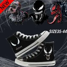 Веном Марвел герой печать граффити высокий каблук двухслойный холст кроссовки колледж индивидуальные модные Плимсолл