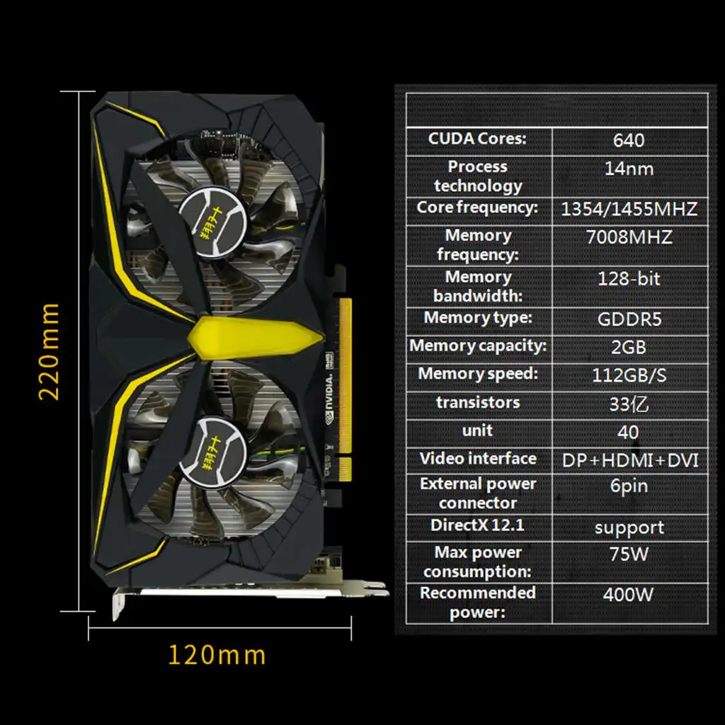 HOT-Asl видеокарта Geforce Gtx1050 Warhawk 2 Гб 128 бит Gddr5 Nvidia 7008 МГц 1354-1455 МГц Pci Express 3,0 видеокарта для игр/