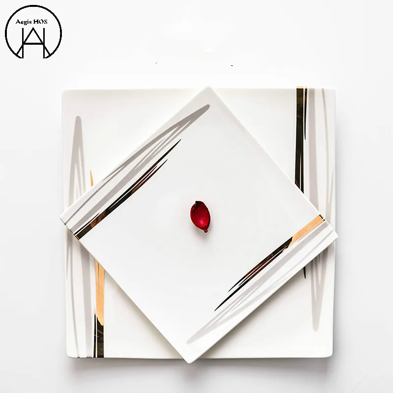 

Bone China White Creative Square Plate Dishes Plates Plate Set of Dishes Chinaware Dinnerware Set Dinner Set