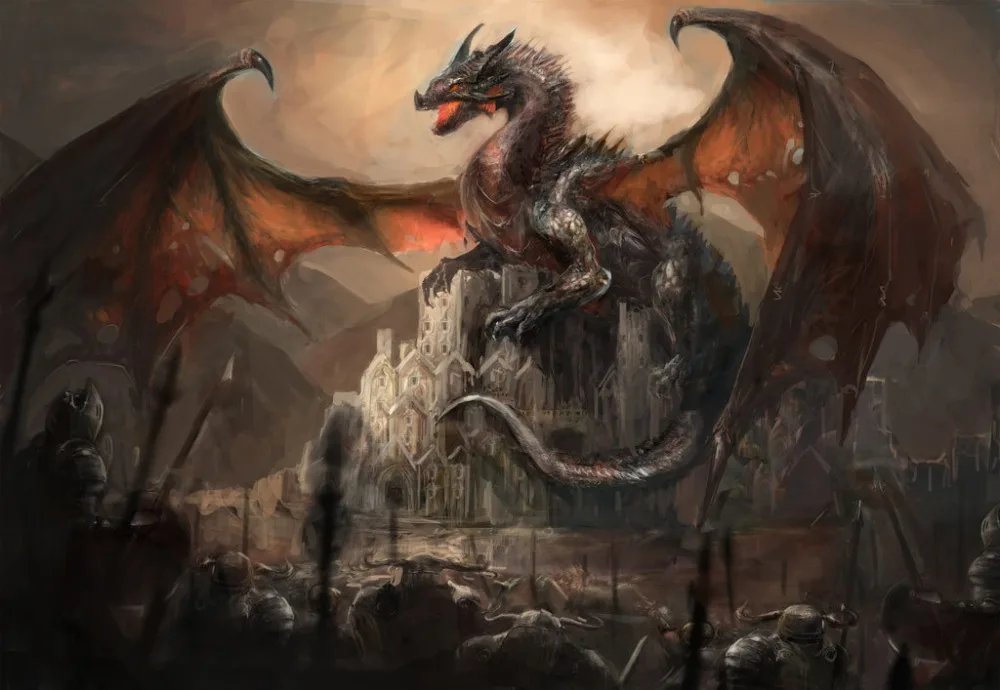 35 Conquering Dragon Peel & Stick Wall Mural, Photo Wallpaper, Eco Certified, Wall Decor, Wall Art,