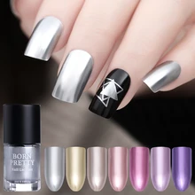 Лак для ногтей BORN PRETTY, 9 мл, зеркальный эффект, металлик, фиолетовый, розовое золото, серебро, для штамповки, хром, маникюр, лак для ногтей