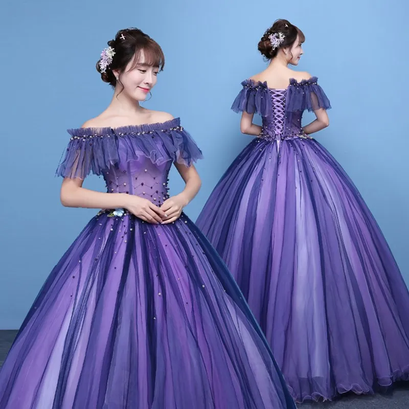 Ruthshen фиолетовые платья для Quinceanera с открытыми плечами платье выпускного вечера