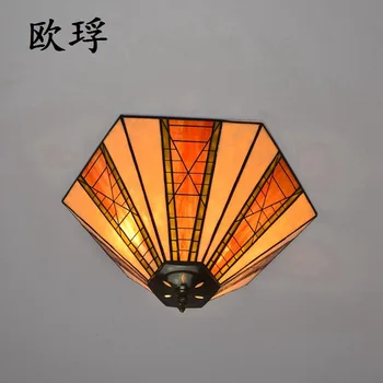 

European Baroque 16 inch E27 110-240V Pastoral Ceiling Light Tiffany Round Glass Lampshade lamparas de techo abajur