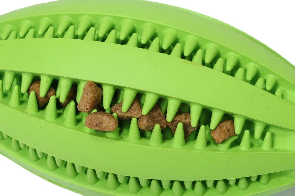 Dog Toy Interactive Rubber Rugby Bone Molar Stick Elasticity Leaky Feeding Ball Pet Dog Chew Toys Tooth Cleaning Balls Training (12)