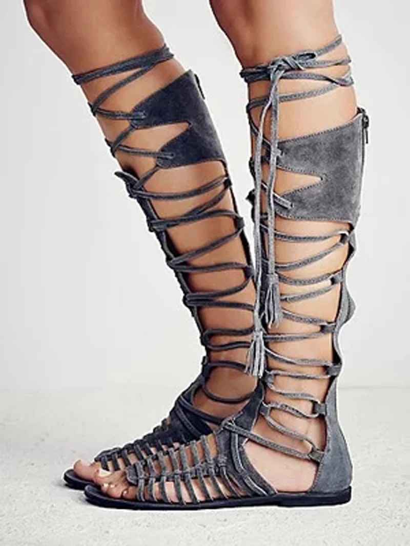 flat heel knee high boots