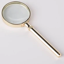 2.5X оптическая стеклянная лупа 70 мм объектив 18 К имитация золота плати металлическая рамка увеличительное стекло с ручкой для чтения низкое видение