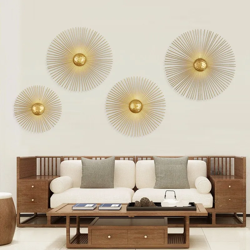  Modern Retro Golden Wall Lights Led Creative Vintage Metal Sun Wall Lamp For Bed Rooms Bedside Rest - 33054524002
