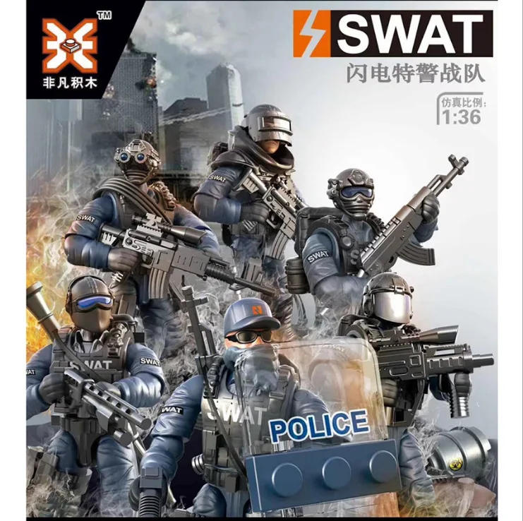

6pcs For Legoing WW2 Military Army SWAT Soldiers Building Blocks Figure Legoing Starwars Brick Toy for Children