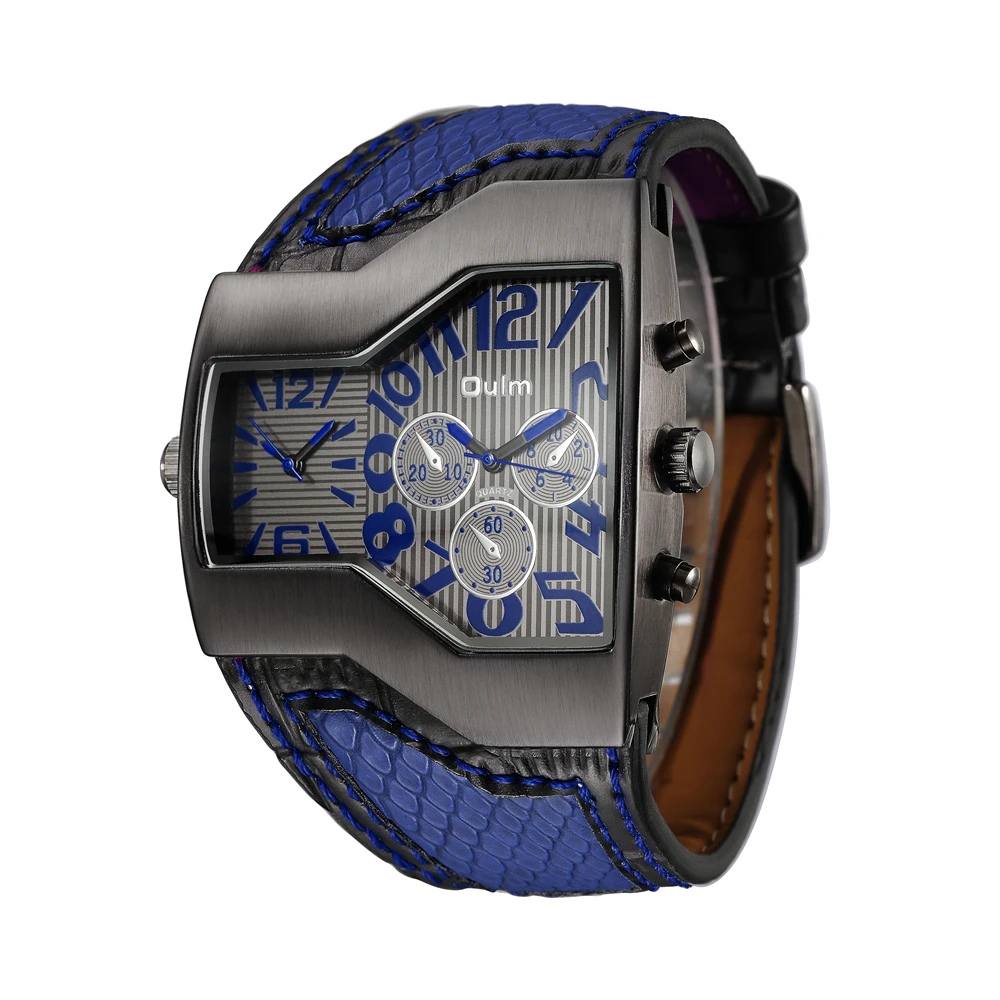 

Oulm Brand Quartz Watch Male Outdoor Sport Wristwatches Multiple Time Zone Mens Designer Watches Top Luxury Brand Men Watch