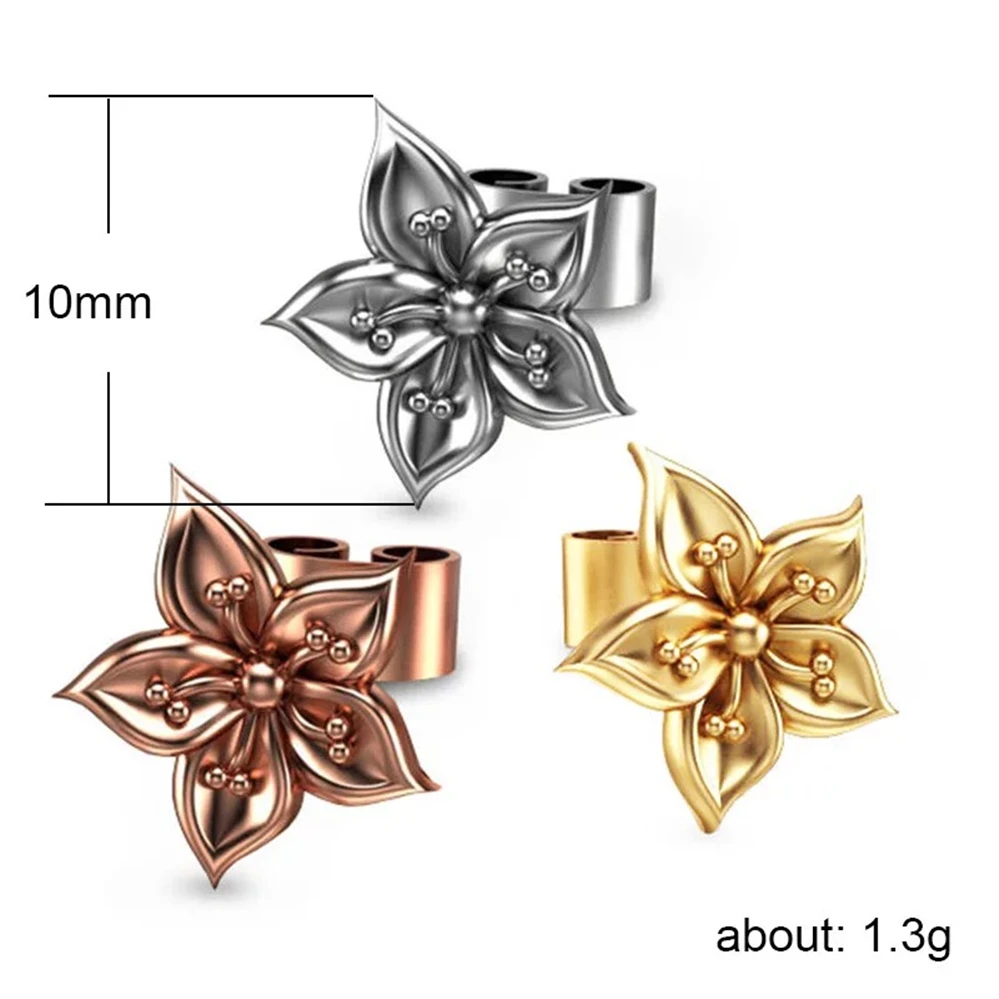 New fashionable concise five-petal flower lady ear nail creative Bauhinia Flower ear accessories (5)