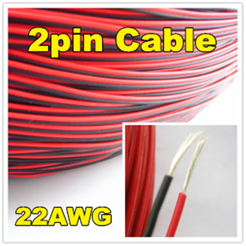 20 м/лот, 2Pin красные, черные кабель, луженая медь 22awg, ПВХ изоляцией провода, электронный кабель, LED кабель, 20 метров